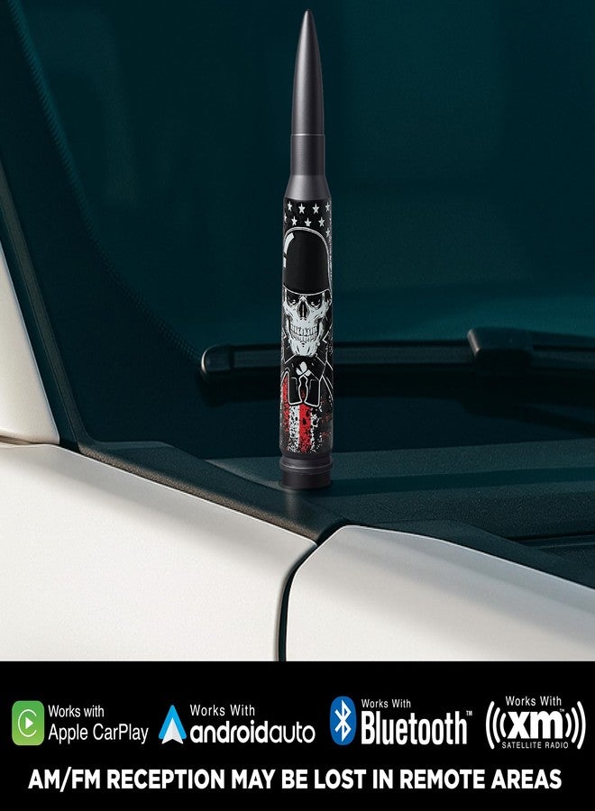 EcoAuto Badass Car Antenna Replacement for Dodge Ram & Ford F150 F250 F350 Super Duty Ford Raptor Bronco Trucks - Anti-Theft Design - Radio Antenna for Truck 1990 - Current (American Skull Black) - Image 3
